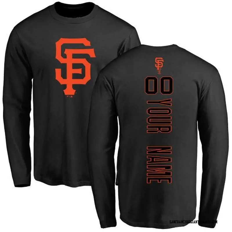 Men's San Francisco Giants ＃00 Custom Black Backer Long Sleeve T-Shirt