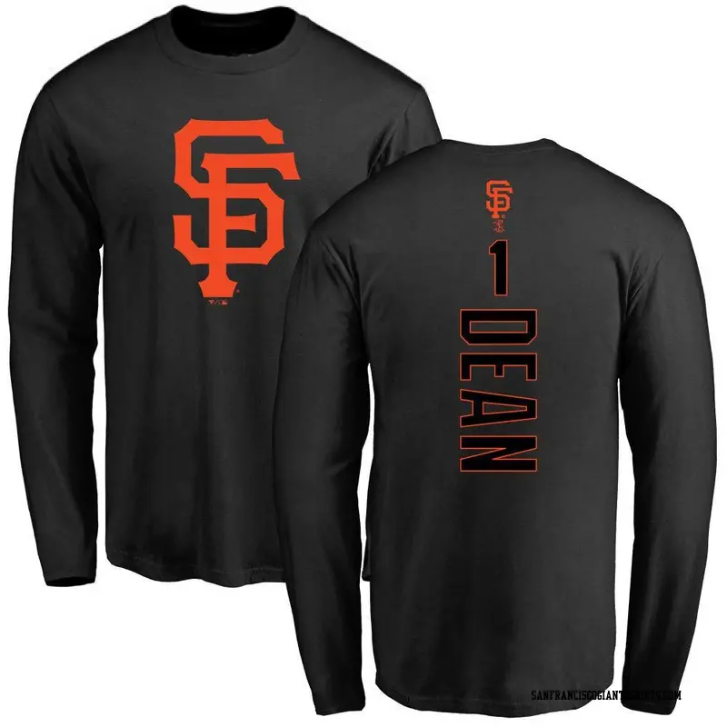 Men's San Francisco Giants ＃1 Austin Dean Black Backer Long Sleeve T-Shirt