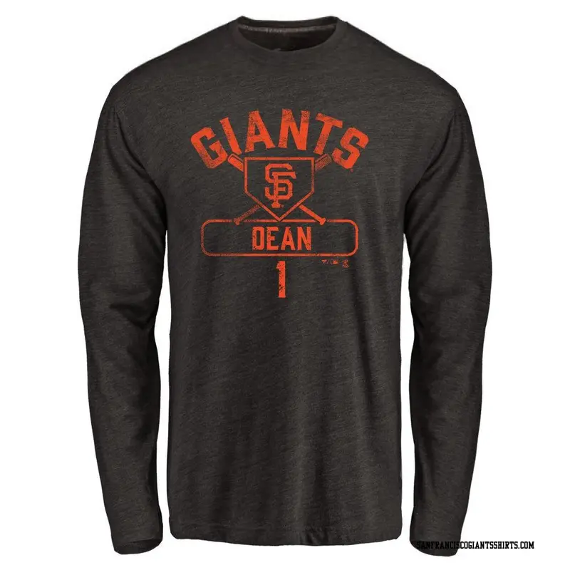 Men's San Francisco Giants ＃1 Austin Dean Black Base Runner Long Sleeve T-Shirt