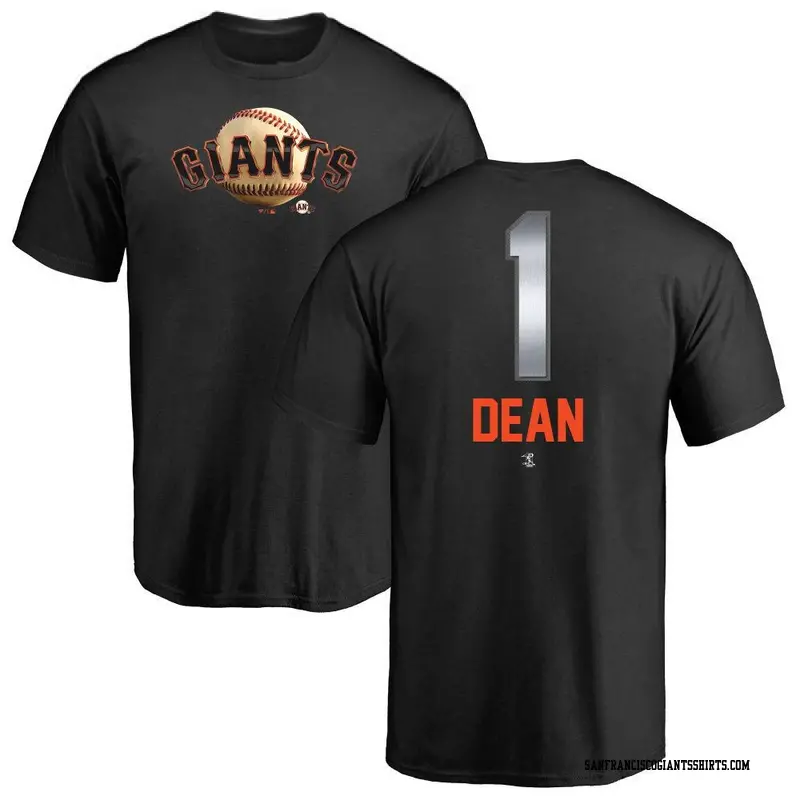 Men's San Francisco Giants ＃1 Austin Dean Black Midnight Mascot T-Shirt