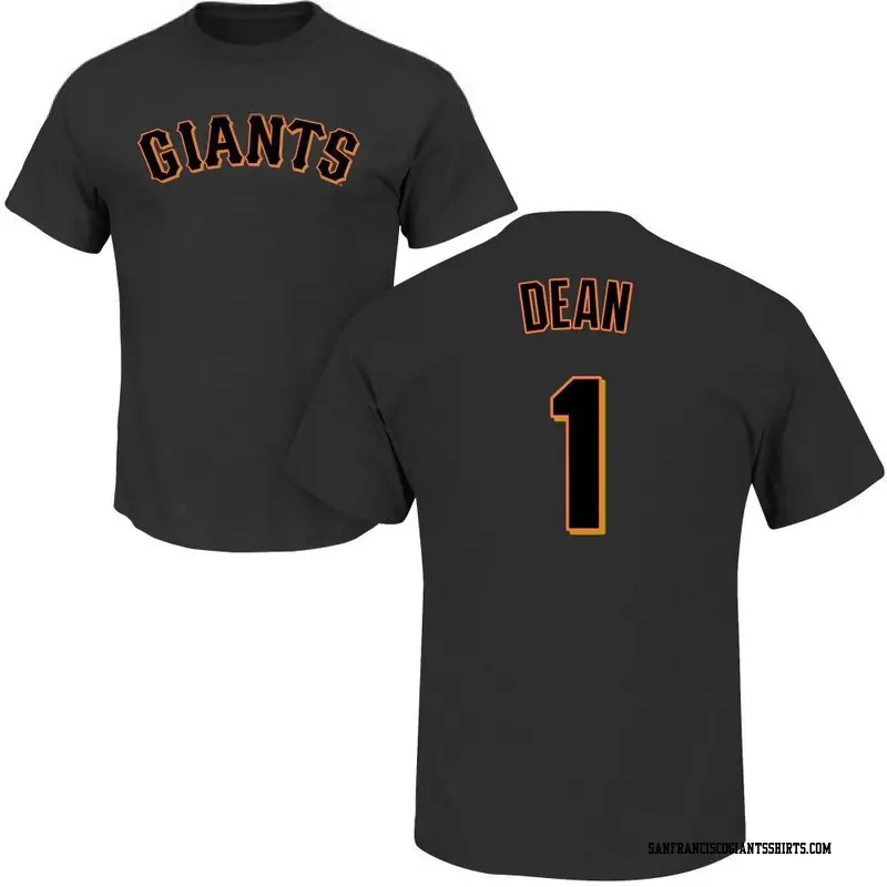 Men's San Francisco Giants ＃1 Austin Dean Black Roster Name & Number T-Shirt