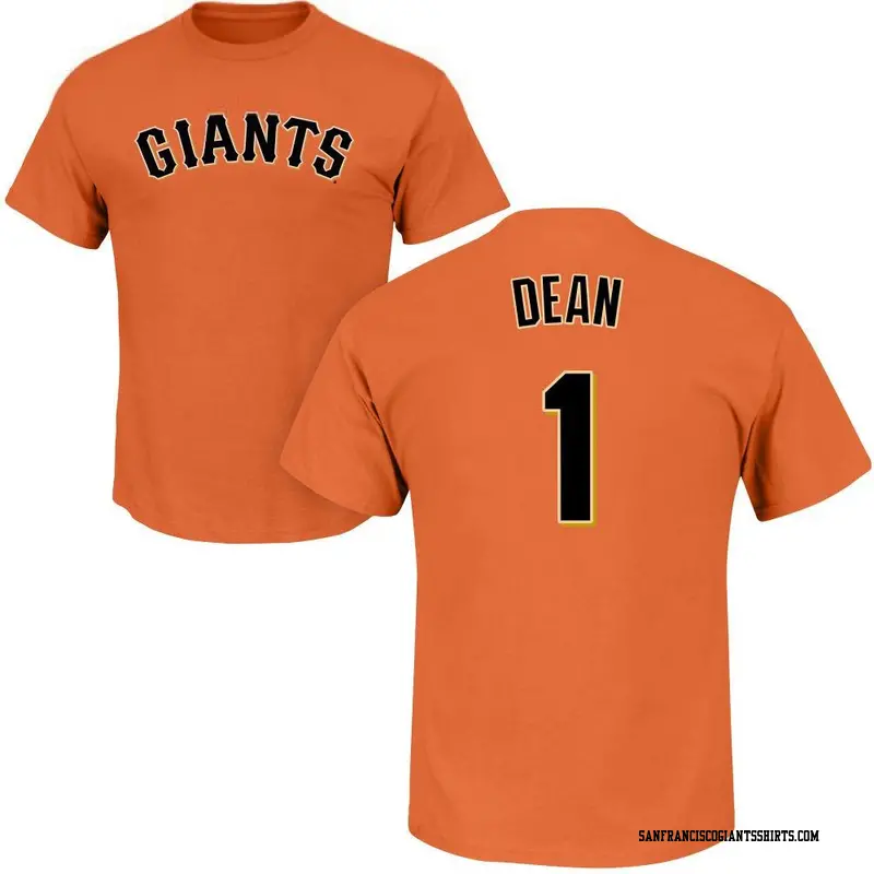 Men's San Francisco Giants ＃1 Austin Dean Orange Roster Name & Number T-Shirt