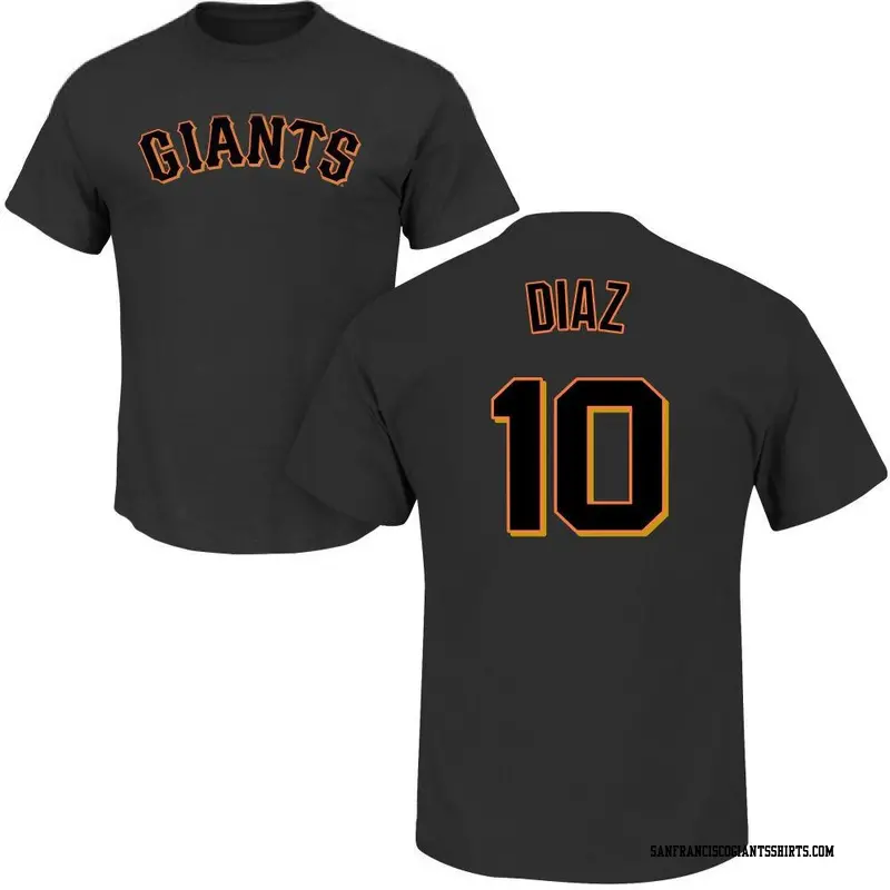 Men's San Francisco Giants ＃10 Isan Diaz Black Roster Name & Number T-Shirt