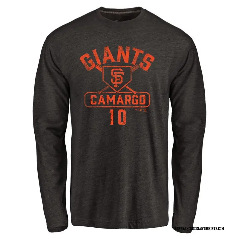 Men's San Francisco Giants ＃10 Johan Camargo Black Base Runner Long Sleeve T-Shirt