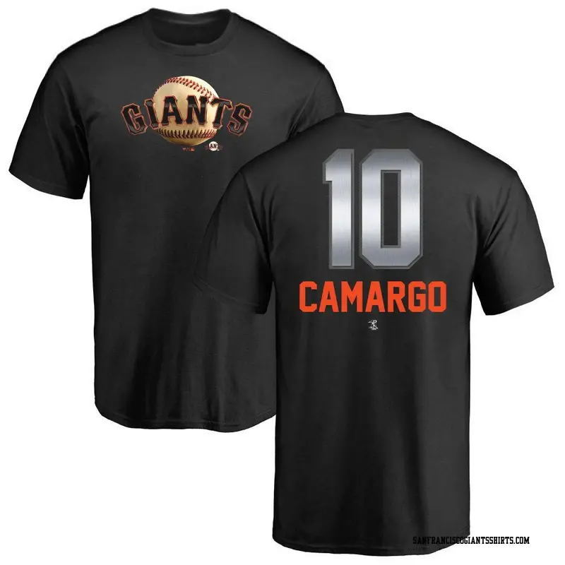 Men's San Francisco Giants ＃10 Johan Camargo Black Midnight Mascot T-Shirt