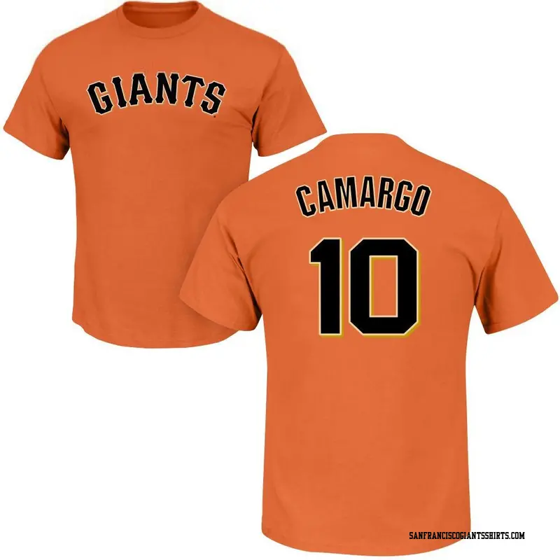 Men's San Francisco Giants ＃10 Johan Camargo Orange Roster Name & Number T-Shirt