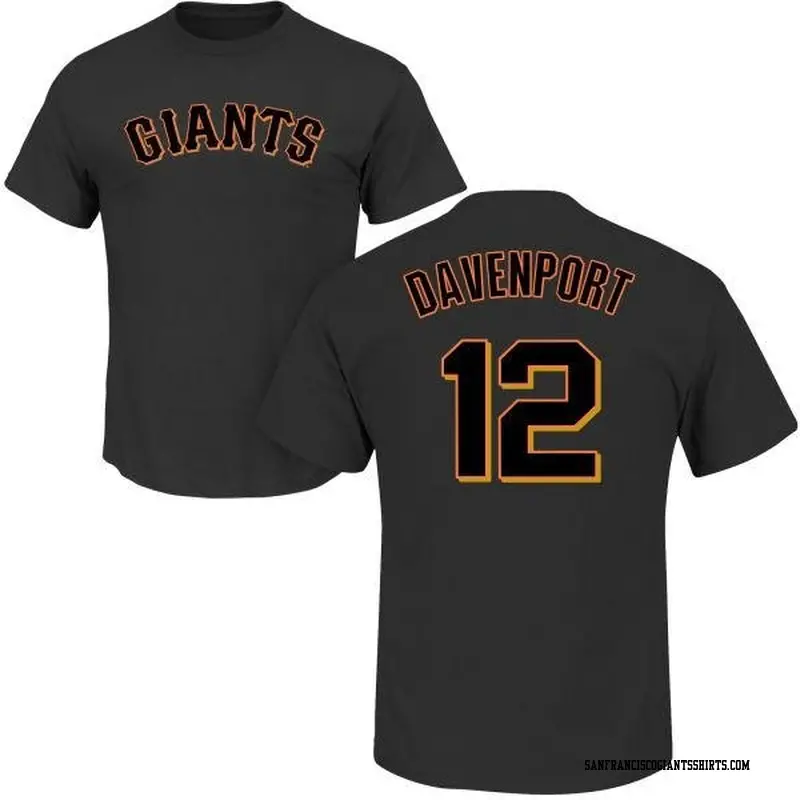 Men's San Francisco Giants ＃12 Jim Davenport Black Roster Name & Number T-Shirt