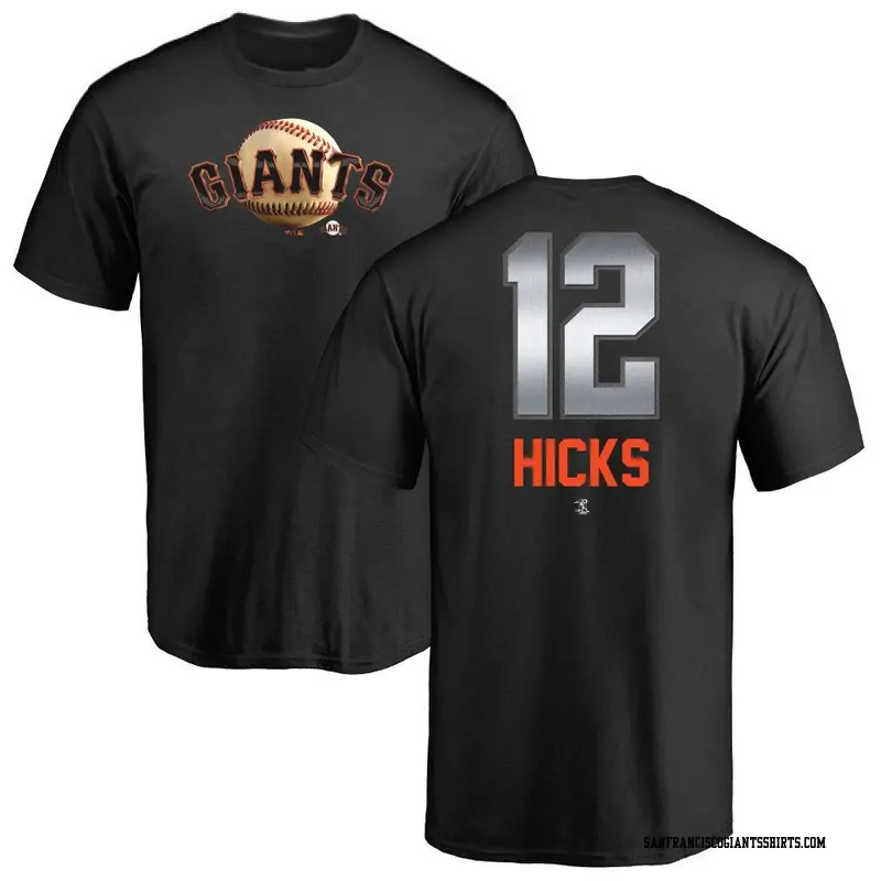 Men's San Francisco Giants ＃12 Jordan Hicks Black Midnight Mascot T-Shirt