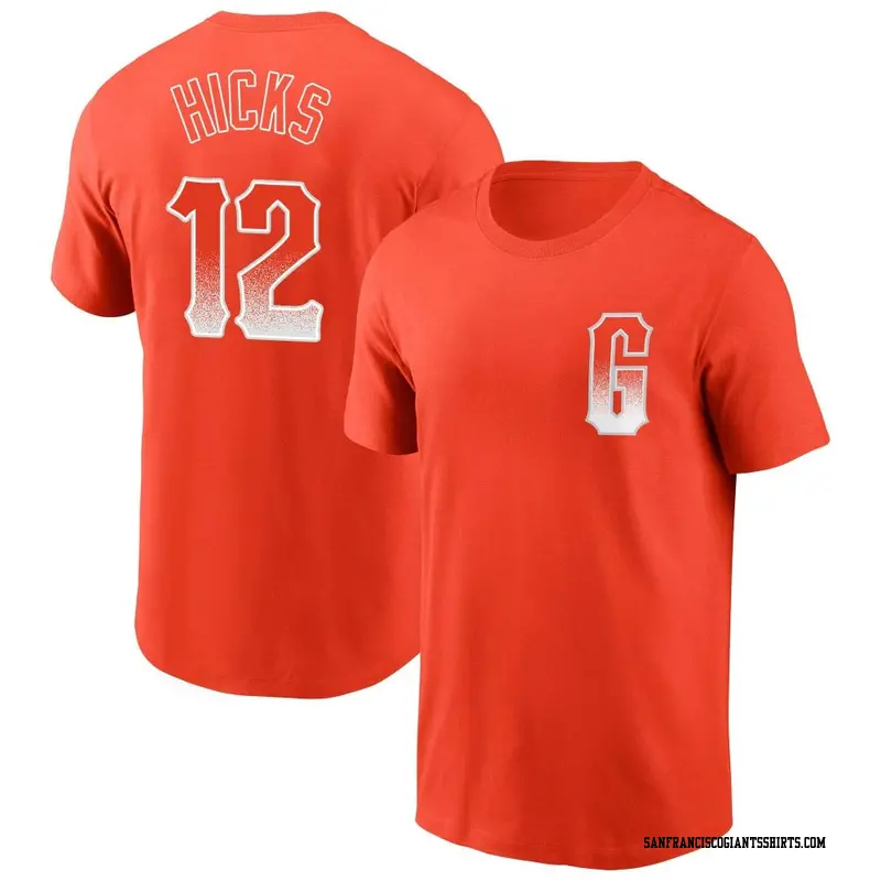 Men's San Francisco Giants ＃12 Jordan Hicks Orange City Connect Name & Number T-Shirt