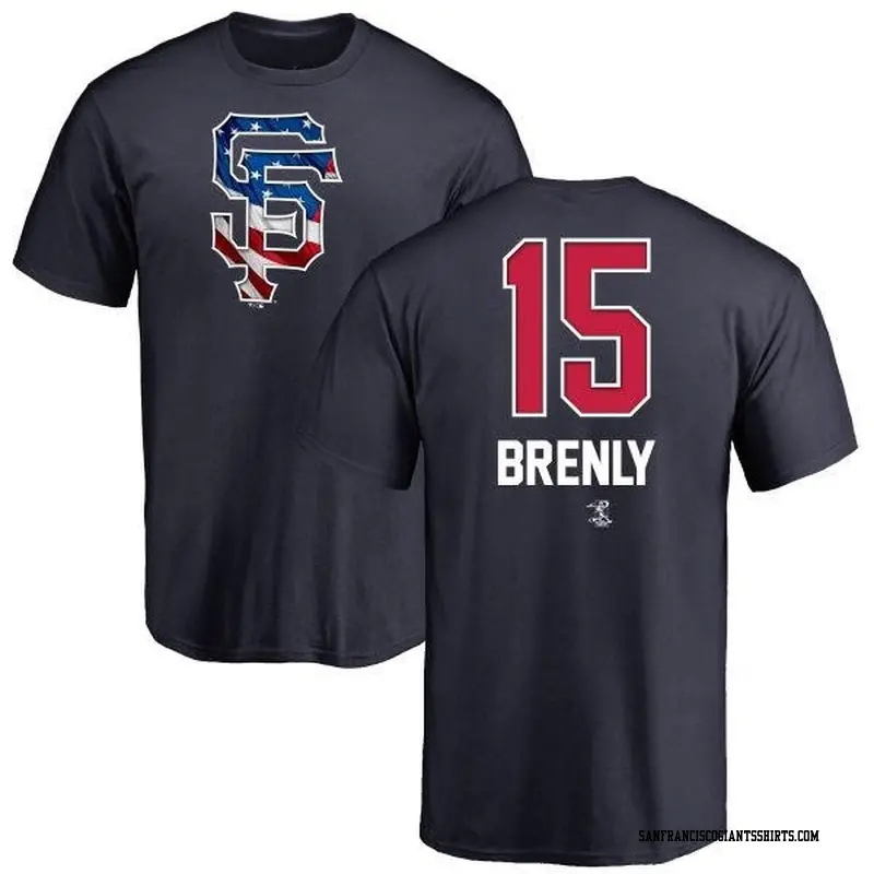 Men's San Francisco Giants ＃15 Bob Brenly Navy Branded Name and Number Banner Wave T-Shirt