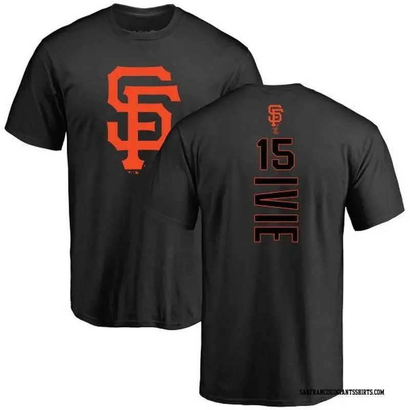 Men's San Francisco Giants ＃15 Mike Ivie Black Backer T-Shirt