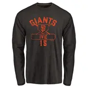 Men's San Francisco Giants ＃15 Mike Ivie Black Branded Base Runner Long Sleeve T-Shirt