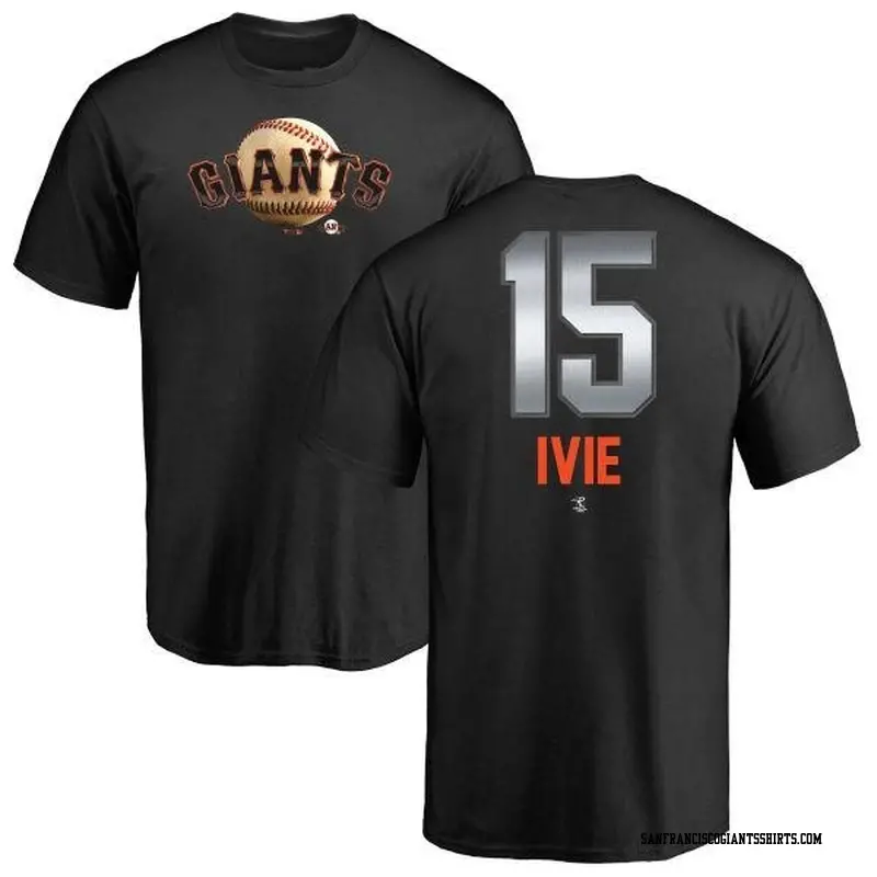 Men's San Francisco Giants ＃15 Mike Ivie Black Branded Midnight Mascot T-Shirt