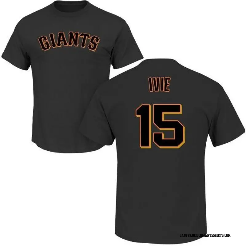 Men's San Francisco Giants ＃15 Mike Ivie Black Roster Name & Number T-Shirt