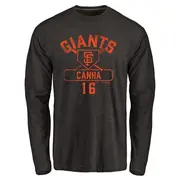 Men's San Francisco Giants ＃16 Mark Canha Black Base Runner Long Sleeve T-Shirt