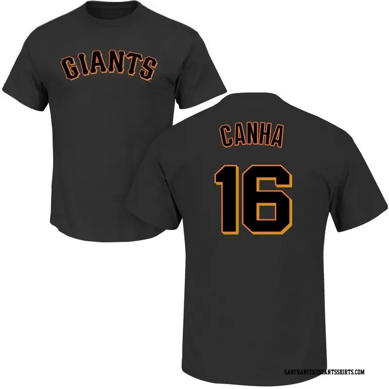 Men's San Francisco Giants ＃16 Mark Canha Black Roster Name & Number T-Shirt