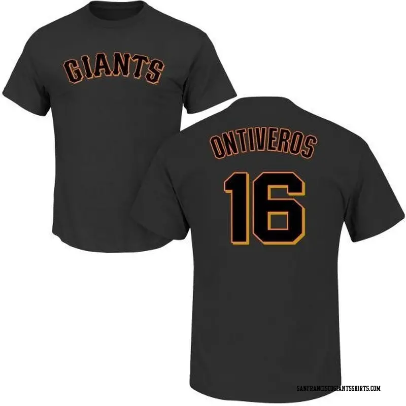 Men's San Francisco Giants ＃16 Steve Ontiveros Black Roster Name & Number T-Shirt