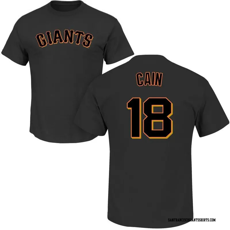 Men's San Francisco Giants ＃18 Matt Cain Black Roster Name & Number T-Shirt