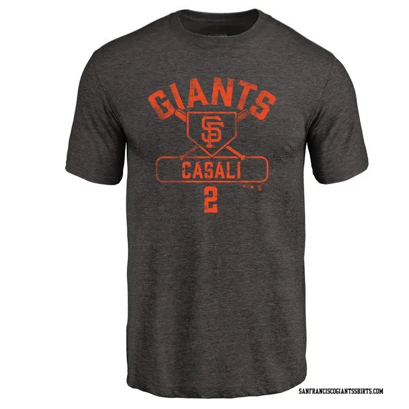 Men's San Francisco Giants ＃2 Curt Casali Black Base Runner T-Shirt