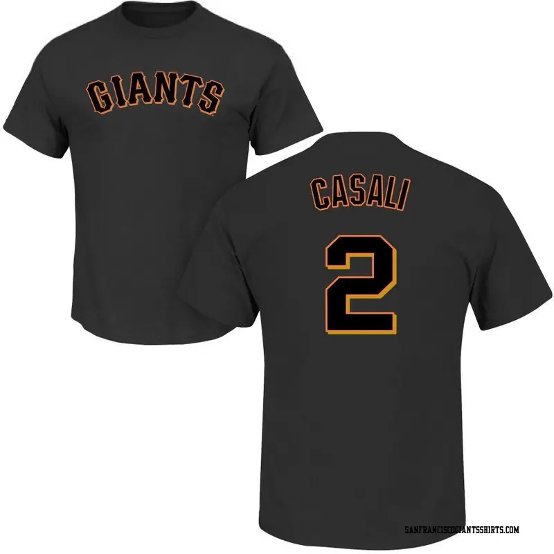 Men's San Francisco Giants ＃2 Curt Casali Black Roster Name & Number T-Shirt