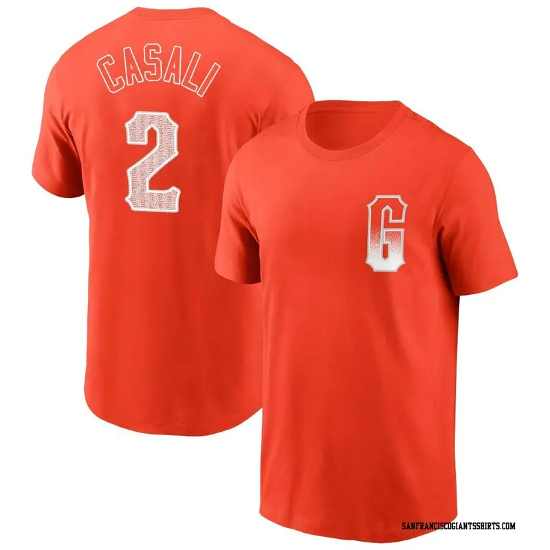 Men's San Francisco Giants ＃2 Curt Casali Orange City Connect Name & Number T-Shirt