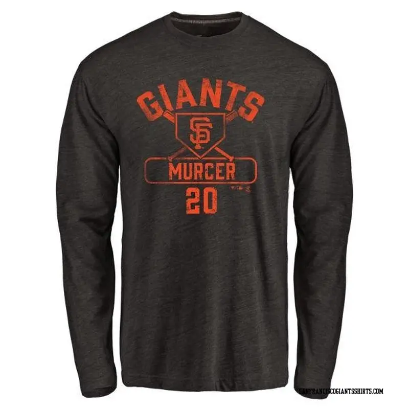 Men's San Francisco Giants ＃20 Bobby Murcer Black Branded Base Runner Long Sleeve T-Shirt