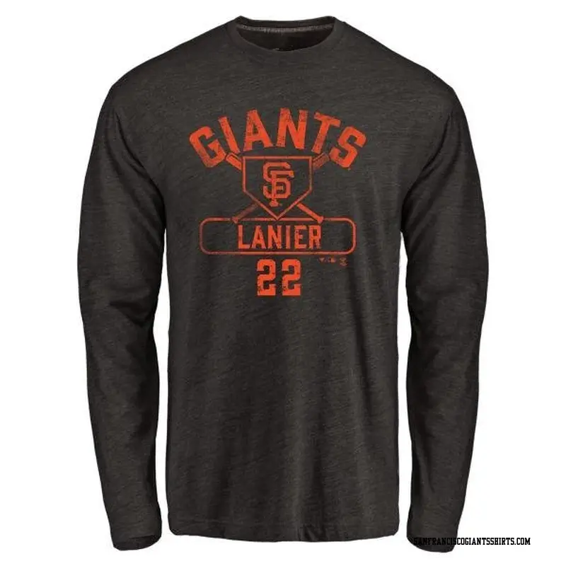 Men's San Francisco Giants ＃22 Hal Lanier Black Branded Base Runner Long Sleeve T-Shirt