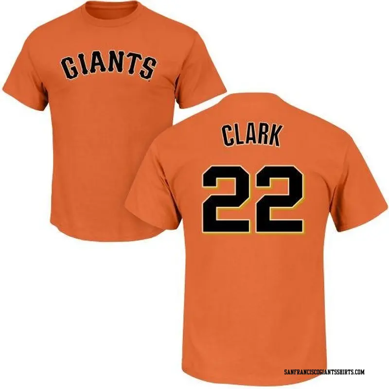 Men's San Francisco Giants ＃22 Jack Clark Orange Roster Name & Number T-Shirt