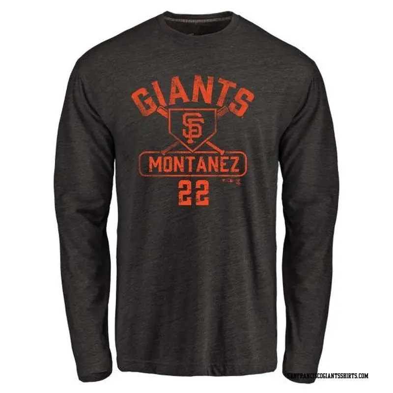 Men's San Francisco Giants ＃22 Willie Montanez Black Branded Base Runner Long Sleeve T-Shirt