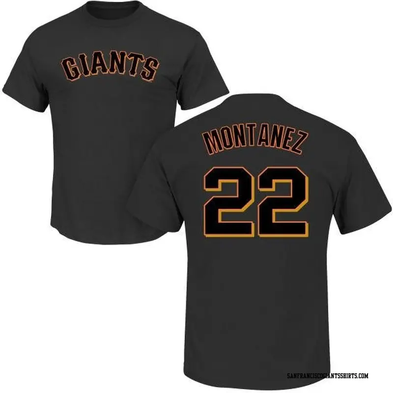 Men's San Francisco Giants ＃22 Willie Montanez Black Roster Name & Number T-Shirt