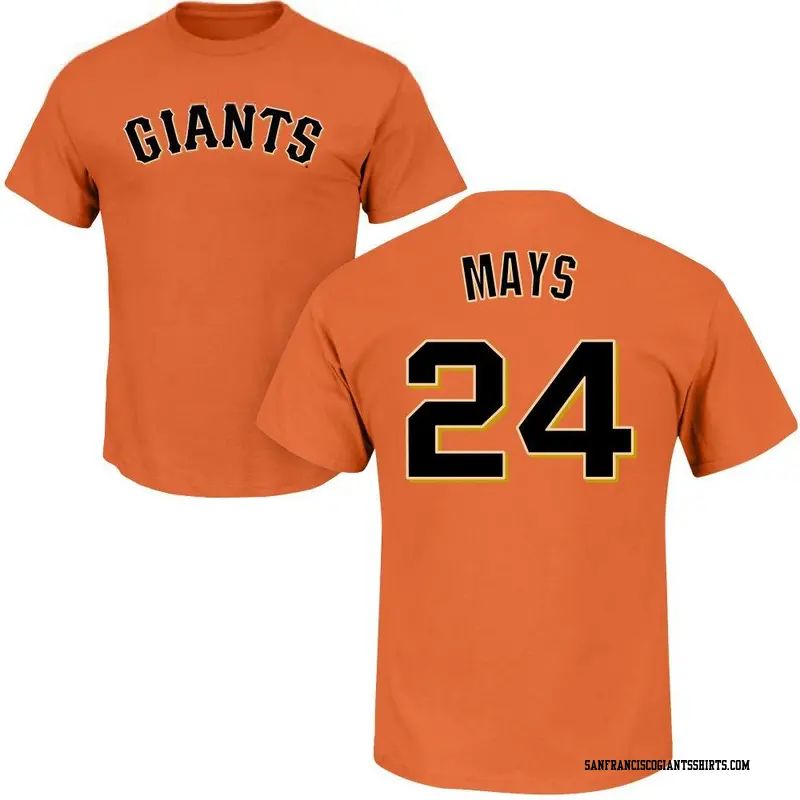 Men's San Francisco Giants ＃24 Willie Mays Orange Roster Name & Number T-Shirt