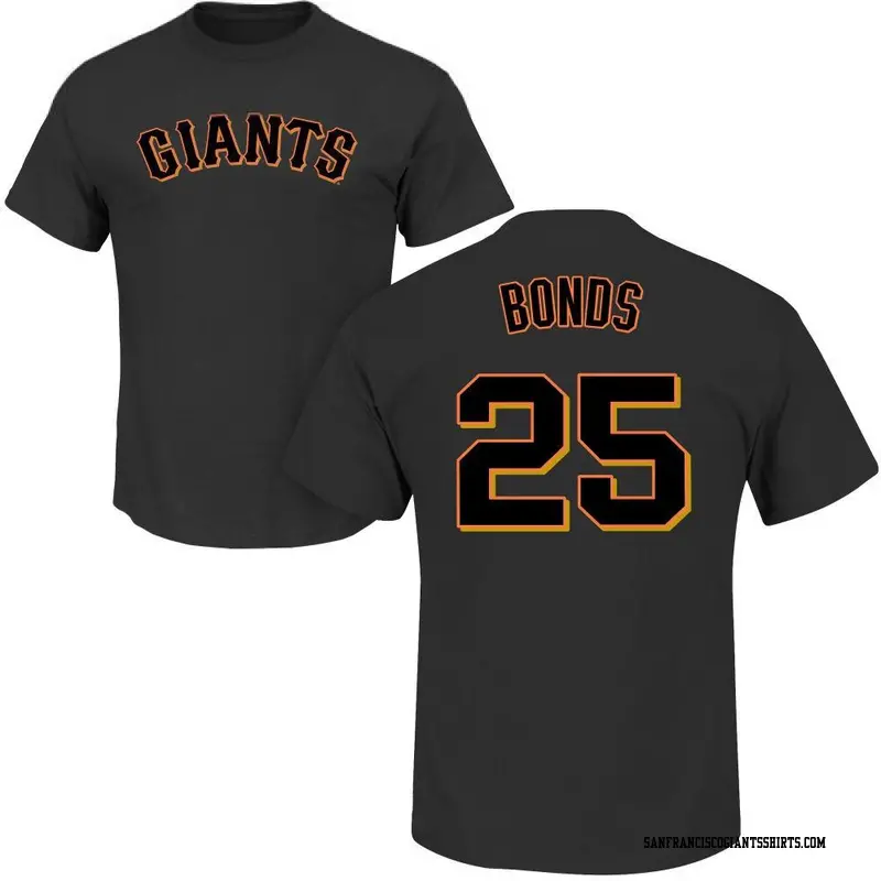 Men's San Francisco Giants ＃25 Barry Bonds Black Roster Name & Number T-Shirt