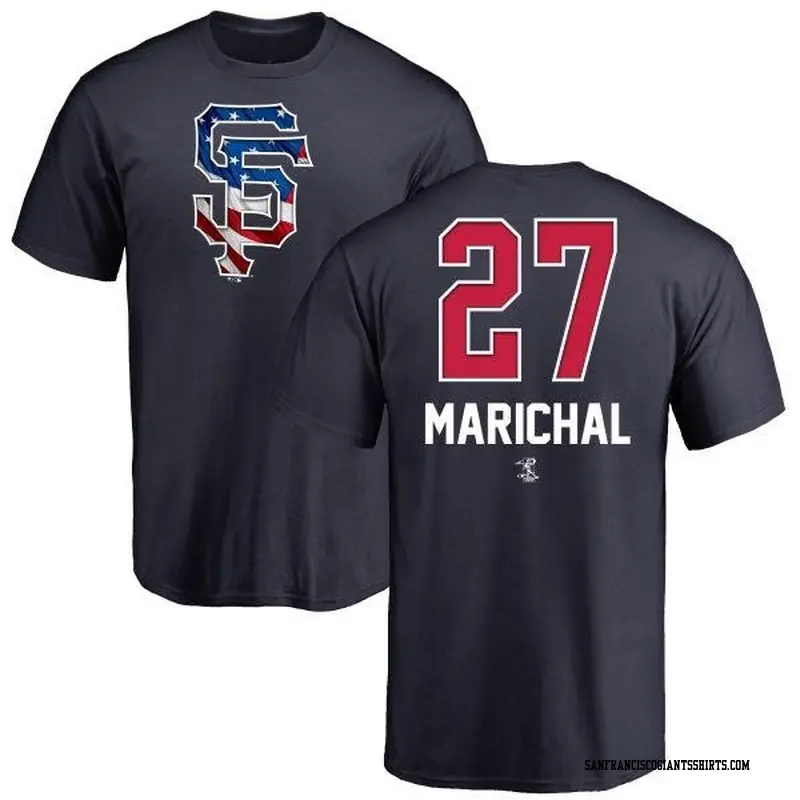 Men's San Francisco Giants ＃27 Juan Marichal Navy Branded Name and Number Banner Wave T-Shirt