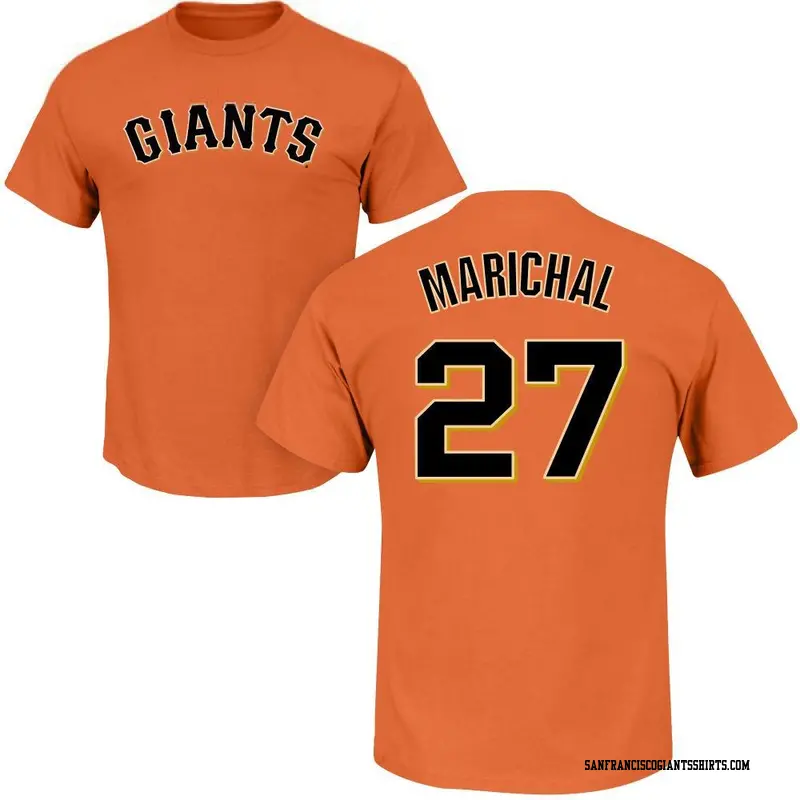 Men's San Francisco Giants ＃27 Juan Marichal Orange Roster Name & Number T-Shirt