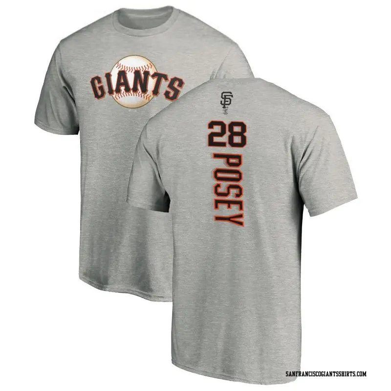 Men's San Francisco Giants ＃28 Buster Posey Ash Backer T-Shirt