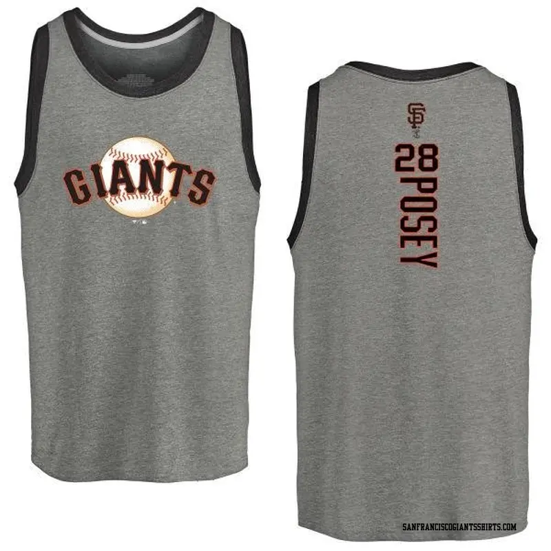 Men's San Francisco Giants ＃28 Buster Posey Gray Branded Backer Tank Heathered