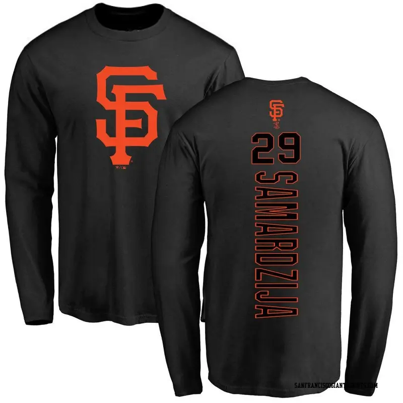 Men's San Francisco Giants ＃29 Jeff Samardzija Black Backer Long Sleeve T-Shirt