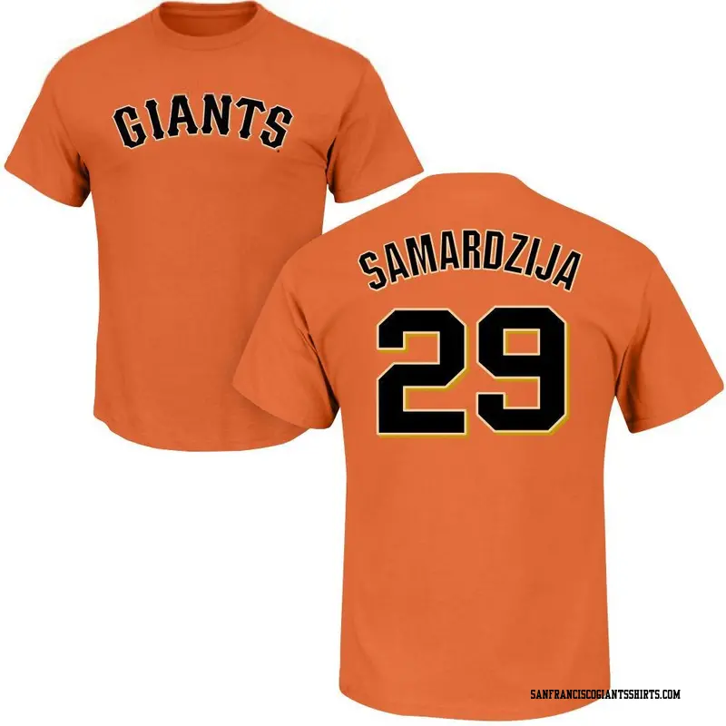 Men's San Francisco Giants ＃29 Jeff Samardzija Orange Roster Name & Number T-Shirt