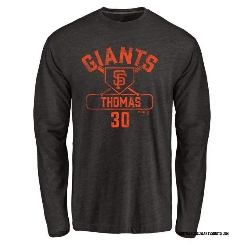 Men's San Francisco Giants ＃30 Derrel Thomas Black Branded Base Runner Long Sleeve T-Shirt