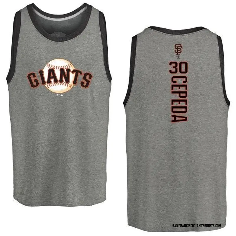 Men's San Francisco Giants ＃30 Orlando Cepeda Gray Branded Backer Tank Heathered