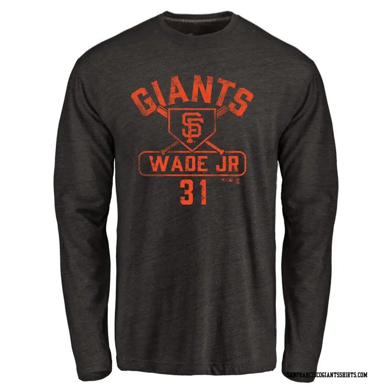 Men's San Francisco Giants ＃31 LaMonte Wade Jr. Black Branded Base Runner Long Sleeve T-Shirt