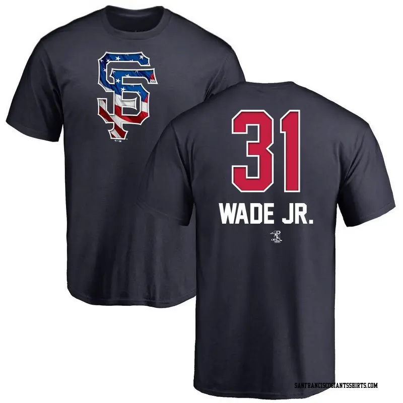 Men's San Francisco Giants ＃31 LaMonte Wade Jr. Navy Branded Name and Number Banner Wave T-Shirt