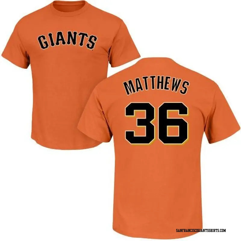 Men's San Francisco Giants ＃36 Gary Matthews Orange Roster Name & Number T-Shirt