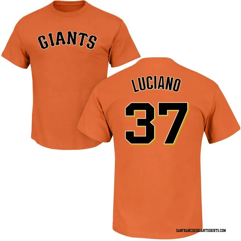 Men's San Francisco Giants ＃37 Marco Luciano Orange Roster Name & Number T-Shirt