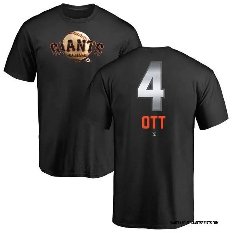 Men's San Francisco Giants ＃4 Mel Ott Black Branded Midnight Mascot T-Shirt