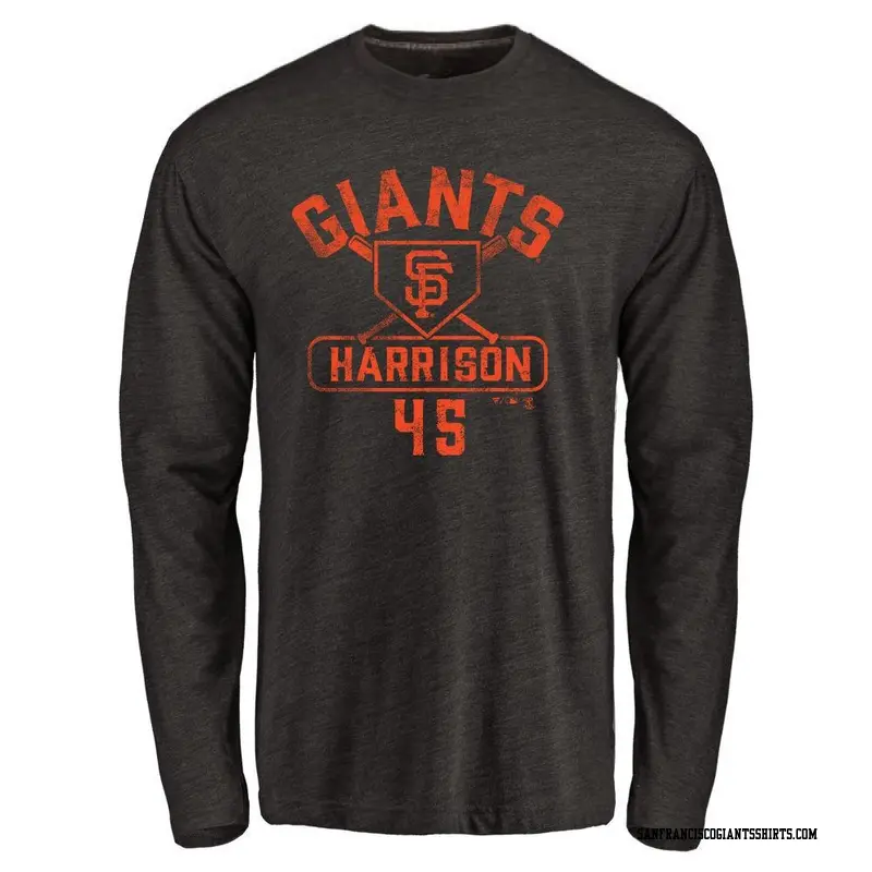 Men's San Francisco Giants ＃45 Kyle Harrison Black Base Runner Long Sleeve T-Shirt