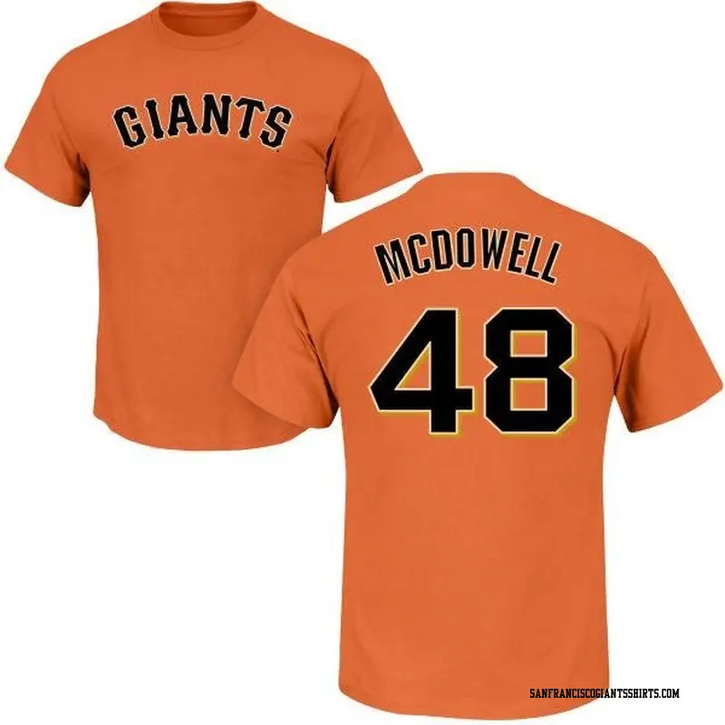 Men's San Francisco Giants ＃48 Sam Mcdowell Orange Roster Name & Number T-Shirt