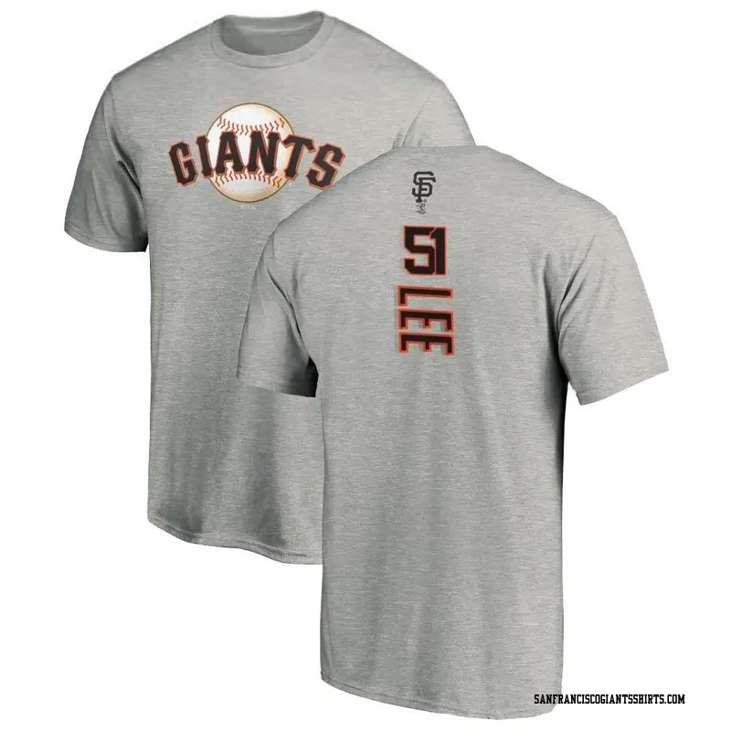 Men's San Francisco Giants ＃51 Jung Hoo Lee Ash Backer T-Shirt