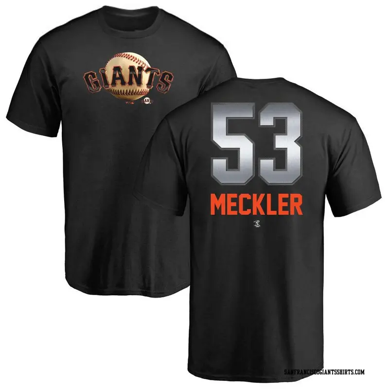 Men's San Francisco Giants ＃53 Wade Meckler Black Midnight Mascot T-Shirt