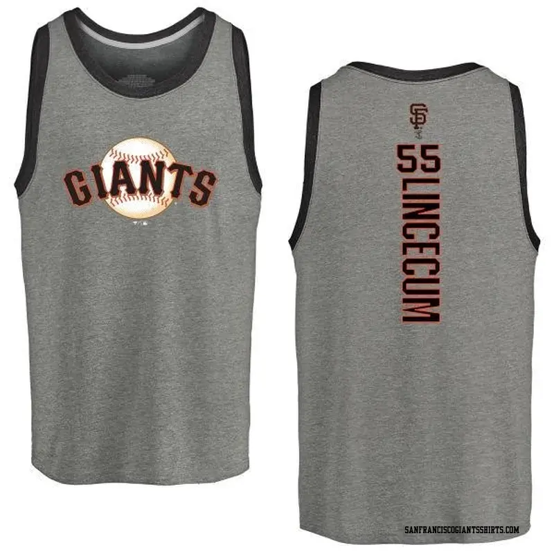 Men's San Francisco Giants ＃55 Tim Lincecum Gray Branded Backer Tank Heathered